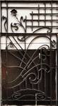 Rue Waelhem 48, Schaerbeek, porte, grille gauche, proposition de remise dans le bon sens du panneau inférieur (© APEB, photo 2016).