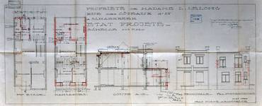Rue des Coteaux 53-55, Schaerbeek, projet de mansarde, ACS/Urb. 58-53-59 (1929).