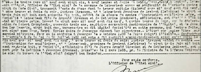 Acte de décès de Gustave Strauven, copie de l'acte à la Commune de Schaerbeek.